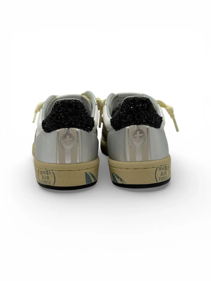 Sneakers Premiata Donna in Pelle Bianca e Argento art. Bskt Clayd 8170, foto 5 di 5
