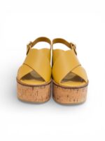 Sandali Paloma Barcelò Donna con Zeppa in Sughero 8 cm e Plateau 4 cm in Pelle Senape art. Nus Calidis Ochre - immagine 3
