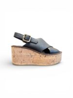 Sandali Paloma Barcelò Donna con Zeppa in Sughero 8 cm e Plateau 4 cm in Pelle Testa di Moro art. Nus Calidis Chocolate