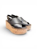 Sandali Paloma Barcelò Donna con Zeppa in Sughero 8 cm e Plateau 4 cm in Pelle Testa di Moro art. Nus Calidis Chocolate - immagine 2