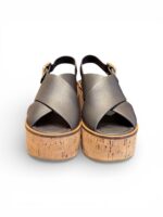 Sandali Paloma Barcelò Donna con Zeppa in Sughero 8 cm e Plateau 4 cm in Pelle Testa di Moro art. Nus Calidis Chocolate - immagine 3