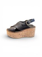 Sandali Paloma Barcelò Donna con Zeppa in Sughero 8 cm e Plateau 4 cm in Pelle Testa di Moro art. Nus Calidis Chocolate - immagine 4