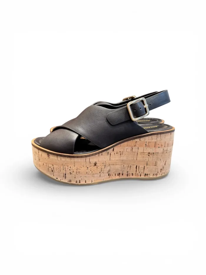 Sandali Paloma Barcelò Donna con Zeppa in Sughero 8 cm e Plateau 4 cm in Pelle Testa di Moro art. Nus Calidis Chocolate, foto 4 di 5
