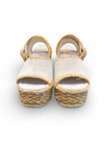 Sandali Paloma Barcelò Donna con Zeppa 11 cm e Plateau 4 cm in Rafia e Camoscio Avorio art. Cindy Suede Off White - immagine 3