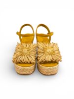 Sandali Paloma Barcelò Palomitas Donna con Zeppa 11 cm e Plateau 3 cm in Rafia Beige e Suede Ocra art. Fannie Raffia Natural - immagine 3