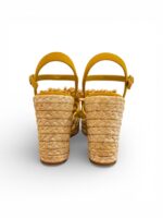 Sandali Paloma Barcelò Palomitas Donna con Zeppa 11 cm e Plateau 3 cm in Rafia Beige e Suede Ocra art. Fannie Raffia Natural - immagine 5