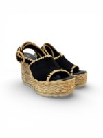 Sandali Paloma Barcelò Donna con Zeppa 11 cm e Plateau 4 cm in Rafia e Camoscio Nero art. Cindy Suede Black - immagine 2