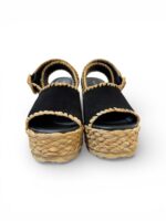 Sandali Paloma Barcelò Donna con Zeppa 11 cm e Plateau 4 cm in Rafia e Camoscio Nero art. Cindy Suede Black - immagine 3