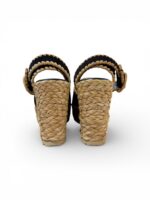 Sandali Paloma Barcelò Donna con Zeppa 11 cm e Plateau 4 cm in Rafia e Camoscio Nero art. Cindy Suede Black - immagine 4