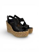 Sandali Paloma Barcelò Donna con Zeppa Intrecciata 11 cm e Plateau 4 cm in Pelle Testa di Moro art. Aurora Calidis Chocolate - immagine 2