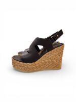 Sandali Paloma Barcelò Donna con Zeppa Intrecciata 11 cm e Plateau 4 cm in Pelle Testa di Moro art. Aurora Calidis Chocolate - immagine 4