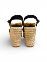 Sandali Paloma Barcelò Palomitas Donna con Zeppa 11 cm e Plateau 3 cm in Rafia Beige e Suede Nero art. Fannie Raffia Black - immagine 5