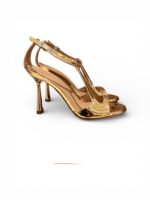 Sandalo Sergio Levantesi in Pelle Laminata Bronzo Tacco 10 cm art. Stella6 Specchio Carne