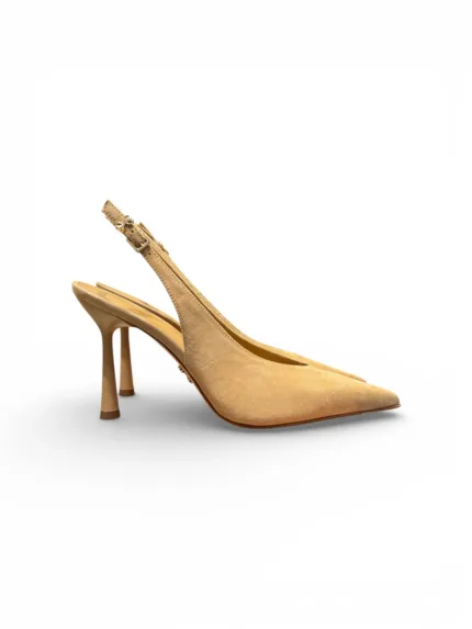 Slingback Sergio Levantesi in Camoscio Sabbia Tacco 9,5 cm art. Mole6 Camoscio Sand