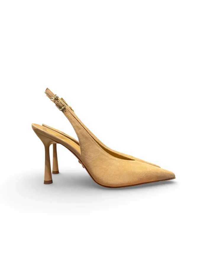 Slingback Sergio Levantesi in Camoscio Sabbia Tacco 9,5 cm art. Mole6 Camoscio Sand, foto 1 di 5