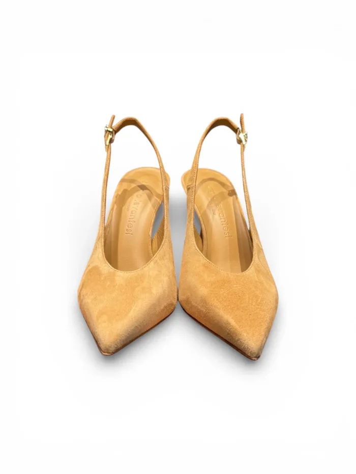 Slingback Sergio Levantesi in Camoscio Sabbia Tacco 9,5 cm art. Mole6 Camoscio Sand, foto 3 di 5