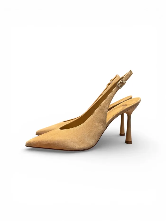 Slingback Sergio Levantesi in Camoscio Sabbia Tacco 9,5 cm art. Mole6 Camoscio Sand, foto 4 di 5
