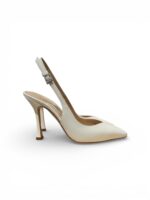 Slingback Ninalilou in Nappa Avorio con scollo a Cuore e tacco 10 cm art. 341235ET MYA 952 C