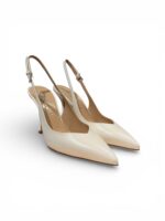 Slingback Ninalilou in Nappa Avorio con scollo a Cuore e tacco 10 cm art. 341235ET MYA 952 C - immagine 2