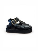 Sandali Palomitas Donna in Pelle Nera E Suola In Pelle 3 cm art. Dalia Cowhide Black