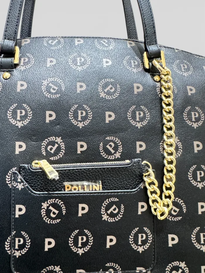 Shopping Pollini In Pelle Re-Heritage Nera con Cerniera TE8547PP0NQ2D00A, foto 2 di 3