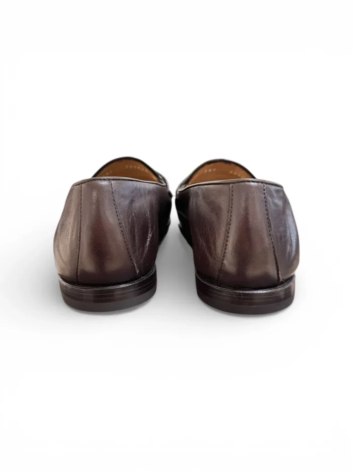 Mocassino Uomo con Fibbia e Nappine Barrett In Pelle Testa di Moro Con Fondo Cuoio e Gomma Antiscivolo Art. 251U054.1, foto 6 di 6
