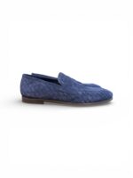 Mocassino Uomo Barrett In Camoscio Intrecciato Blu Produzione a Sacchetto Fondo Gomma cod. 231U040.12