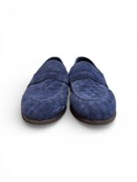 Mocassino Uomo Barrett In Camoscio Intrecciato Blu Produzione a Sacchetto Fondo Gomma cod. 231U040.12 - immagine 3