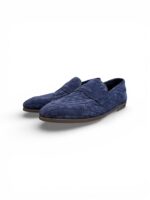 Mocassino Uomo Barrett In Camoscio Intrecciato Blu Produzione a Sacchetto Fondo Gomma cod. 231U040.12 - immagine 4