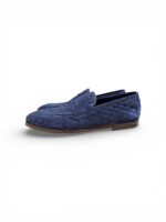 Mocassino Uomo Barrett In Camoscio Intrecciato Blu Produzione a Sacchetto Fondo Gomma cod. 231U040.12 - immagine 5