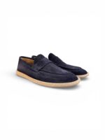 Mocassino Uomo Barrett In Camoscio Blu Con Fondo Gomma Antiscivolo Art. 261U035.7 - immagine 2