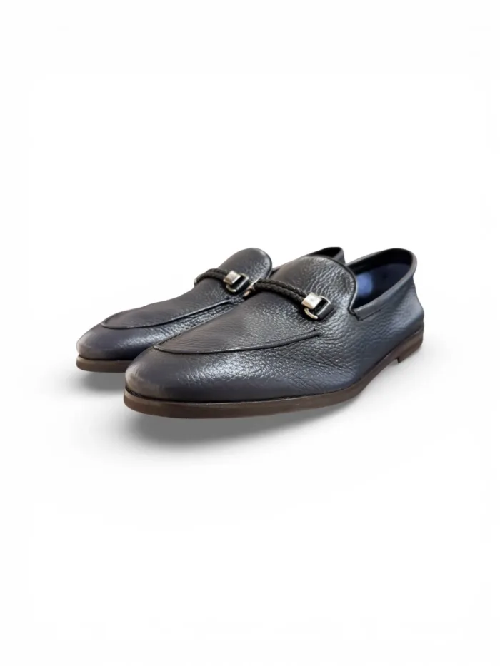 Mocassino Uomo Barrett In Pelle Morbidissima Blu Produzione a Sacchetto Fondo Gomma cod. 241U012.1, foto 4 di 5