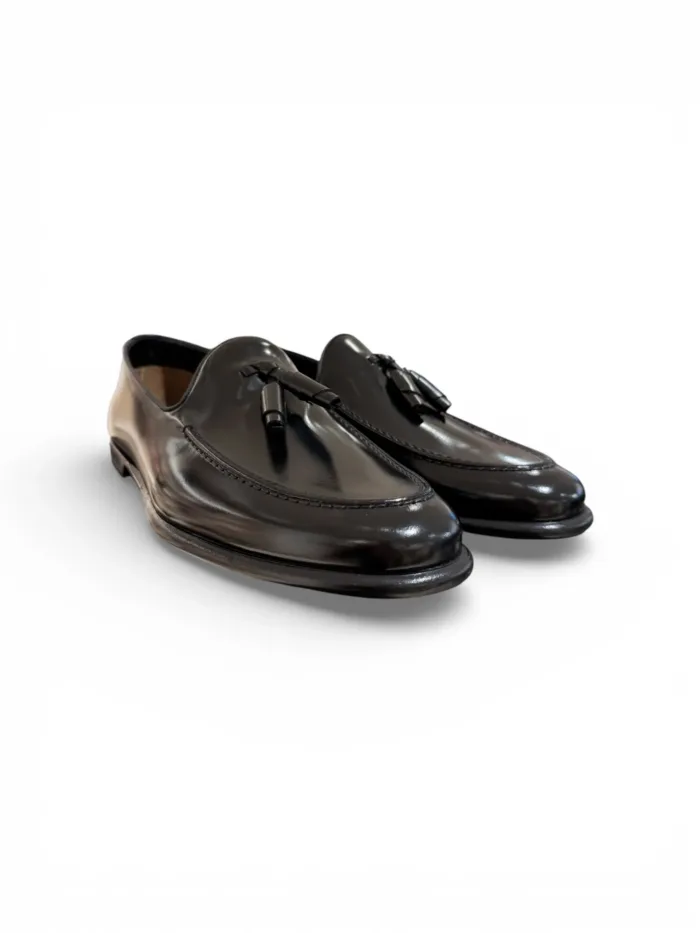 Mocassino Uomo con Nappine Barrett In Pelle Spazzolata Nera Con Fondo Cuoio e Gomma Antiscivolo Art. 241U071.1, foto 2 di 6