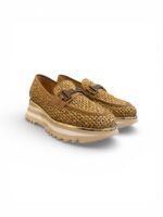 Mocassino Luca Grossi in Rafia Intrecciata Beige e Fondo in Gomma alt. 5 cm Art. L838M - immagine 3