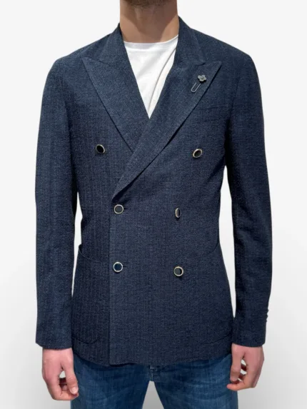 Giacca Lardini Doppiopetto in Misto Cotone Blu Art. CNLKJ6EJ85 PALK66042 850