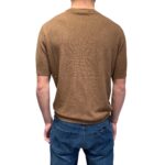 T-shirt Girocollo in Crepe Cotton Tramato Filippo De Laurentiis Cammello art GC1MC CR14Q 070 - immagine 3