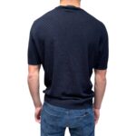 T-shirt Girocollo in Crepe Cotton Tramato Filippo De Laurentiis Blu Navy art GC1MC CR14Q 890 - immagine 3