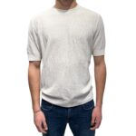 T-shirt Girocollo in Crepe Cotton Tramato Filippo De Laurentiis Bianco Latte art GC1MC CR14Q 020