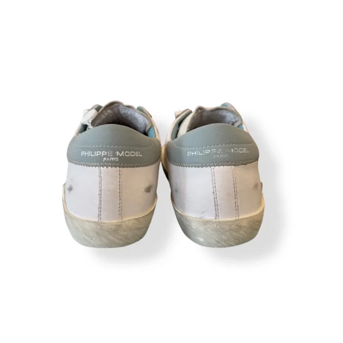 Sneakers Uomo Philippe Model Paris Prsx in Pelle Bianca Spoiler Celeste cod. PRLU VP22, foto 5 di 5
