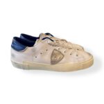 Sneakers Uomo Philippe Model Paris Prsx in Pelle Bianca Spoiler Blu cod. PRLU FG02
