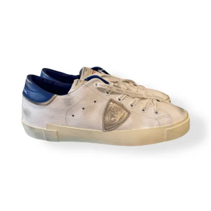 Sneakers Uomo Philippe Model Paris Prsx in Pelle Bianca Spoiler Blu cod. PRLU FG02