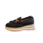 Mocassino Luca Grossi in Rafia Intrecciata Nera e Fondo in Gomma alt. 5 cm Art. L838M - immagine 4