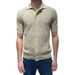 Polo Camicia Traforata in Cotone Filippo De Laurentiis Beige Ecru art. CA3MC CR14L 040
