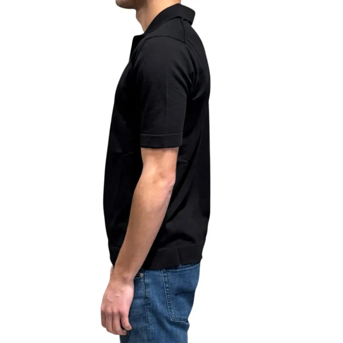 Polo Skipper in Cotone Senza Bottoni Filippo De Laurentiis Nero art. PL0MCSK CR14R 990, foto 2 di 3