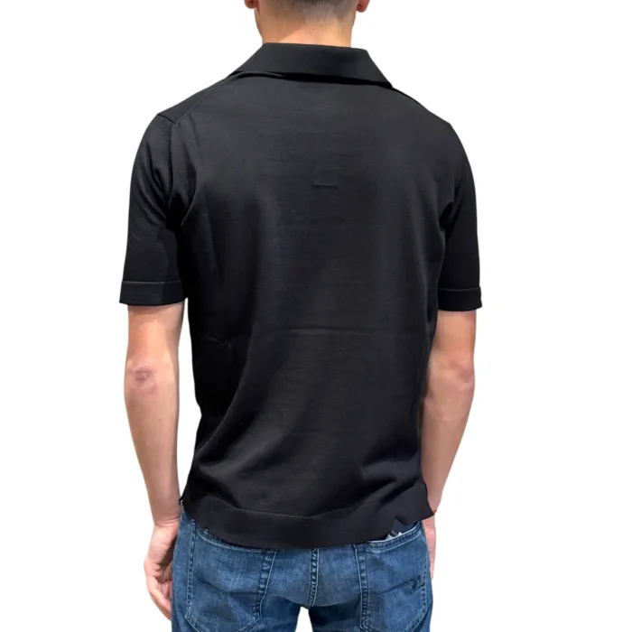 Polo Skipper in Cotone Senza Bottoni Filippo De Laurentiis Nero art. PL0MCSK CR14R 990, foto 3 di 3