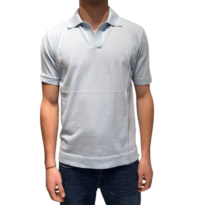 Polo Skipper Senza Bottoni Filippo De Laurentiis Azzurro Polvere art. PL0MCSK CR14R 800, foto 1 di 3