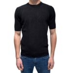 T-shirt in Crepe Cotton Intrecciato Filippo De Laurentiis Nero art GC3MC CR14L 990