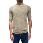 T-shirt in Crepe Cotton Intrecciato Filippo De Laurentiis Beige Ecru art GC3MC CR14L 040