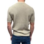 T-shirt in Crepe Cotton Intrecciato Filippo De Laurentiis Beige Ecru art GC3MC CR14L 040 - immagine 3