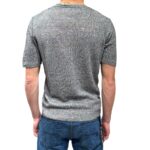 T-shirt Girocollo Ferrante in Maglia di Misto Lino e Cotone Melange Grigio art 55R21105 Col 211 - immagine 3